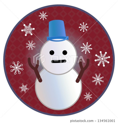 圓形背景的雪人插圖 圓形背景的雪人插圖 134561001