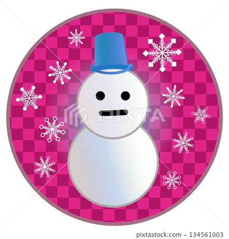 圓形背景的雪人插圖 134561003