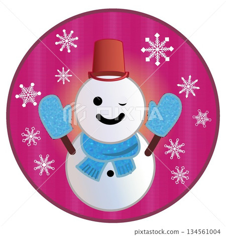 圓形背景的雪人插圖 134561004