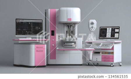 3D illustrated mammogram scanning device with hyper real materials 134561535