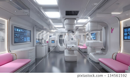 premium 3D illustration of mammogram screening room, hyper detailed space 134561592