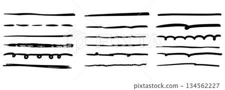 Hand Drawn Brush Strokes and Ink Underlines Set Hand Drawn Brush Strokes and Ink Underlines Set 134562227