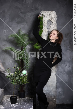 Elegant composition featuring botanical elements and textured background Elegant composition featuring botanical elements and textured background 134562361