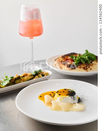 Breakfast scene aesthetic, Elegant brunch with colorful dishes 134562400
