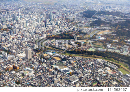 Aerial view of Aoba-dori Ichibancho from above Yahata, Aoba Ward, Sendai City 134562467