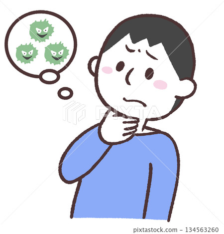 Illustration of a man with a sore throat 134563260