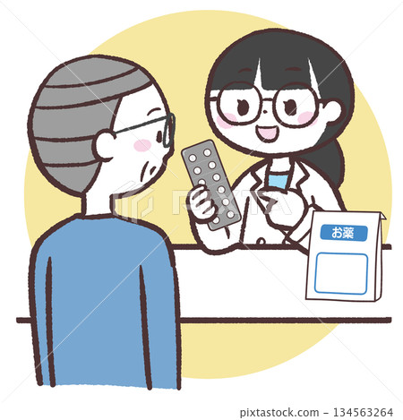 圖解:一位老年男性正在接受藥物講解。 圖解:一位老年男性正在接受藥物講解。 134563264