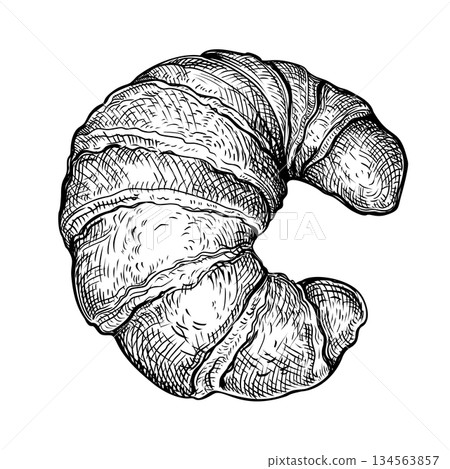 Croissant handdrawn sketch 2 134563857
