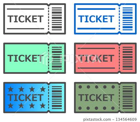 Illustration of tickets and vouchers to reserve concerts and movies 134564609