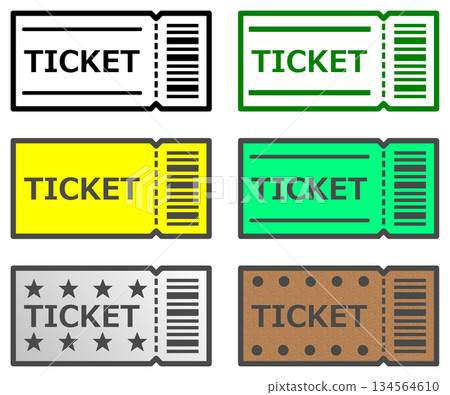 Illustration of tickets and vouchers to reserve concerts and movies 134564610