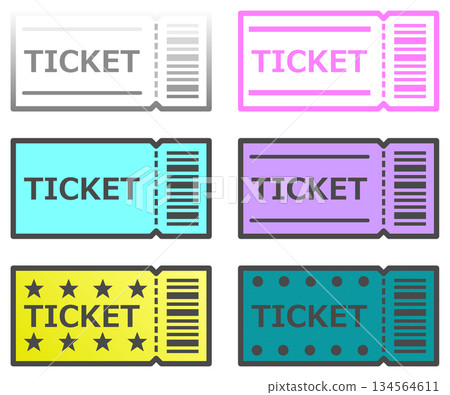Illustration of tickets and vouchers to reserve concerts and movies 134564611