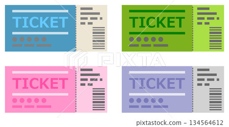 Illustration of tickets and vouchers to reserve concerts and movies 134564612