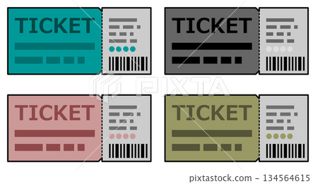 Illustration of tickets and vouchers to reserve concerts and movies 134564615