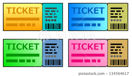 Illustration of tickets and vouchers to reserve concerts and movies 134564617