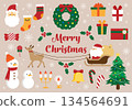 Cute Christmas illustration material set 134564691