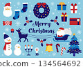 Cute Christmas illustration material set 134564692