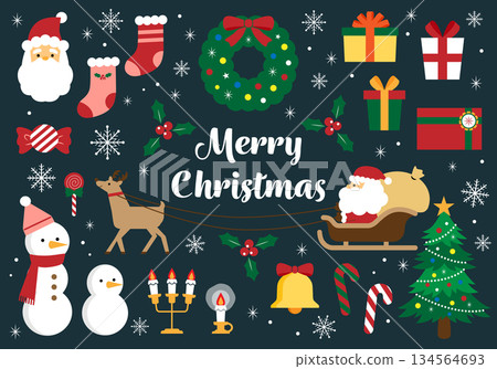 Cute Christmas illustration material set Cute Christmas illustration material set 134564693