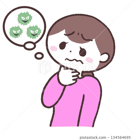 喉嚨痛的女人的插圖 134564695