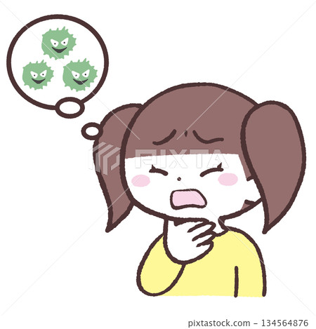 Illustration of a girl with a sore throat 134564876