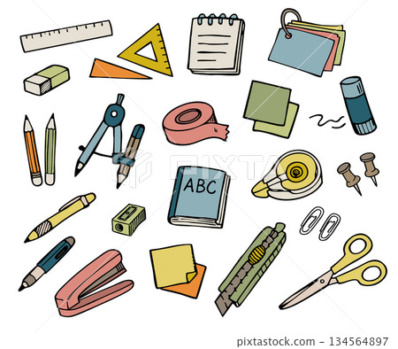Stationery set, handwritten style, color Stationery set, handwritten style, color 134564897