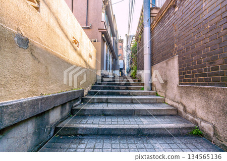 Tokyo cityscape in Japan: A city where tradition and modernity intersect... A town filled with emotion. Kagurazaka, overflowing with emotion. Overlooking Hyogo Yokocho and other areas. 134565136