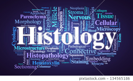 Histology Word Cloud. Core Concepts in Microscopic Anatomy and Tissue Science 134565186