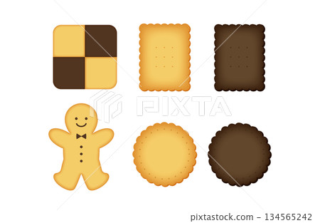 一套6塊餅乾的插圖 134565242