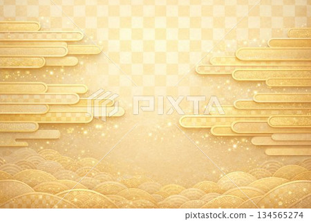 金色日式圖案背景與金色圖案壁紙 134565274