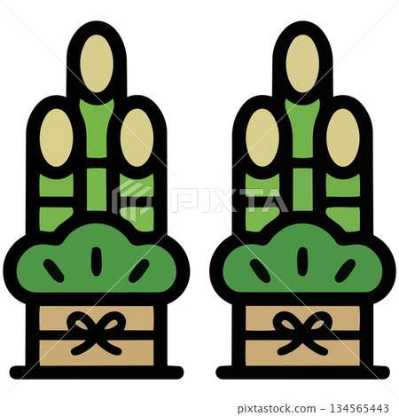 A simple representation of the Kadomatsu. The green symbolizes the solemnity of welcoming the New Year's deity, as well as the beginning of a new year filled with prosperity and hope. 134565443