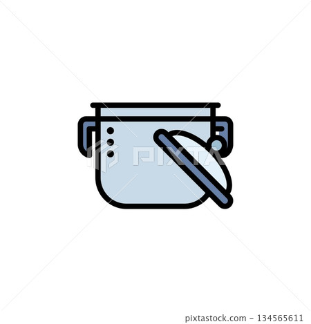 cooking pot vector icon. bakery icon filled line style. perfect use for logo, presentation, website, and more. simple modern icon design color line style 134565611