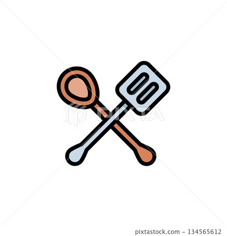 cooking spatula vector icon. bakery icon filled line style. perfect use for logo, presentation, website, and more. simple modern icon design color line style 134565612