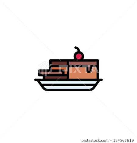 brownie vector icon. bakery icon filled line style. perfect use for logo, presentation, website, and more. simple modern icon design color line style 134565619