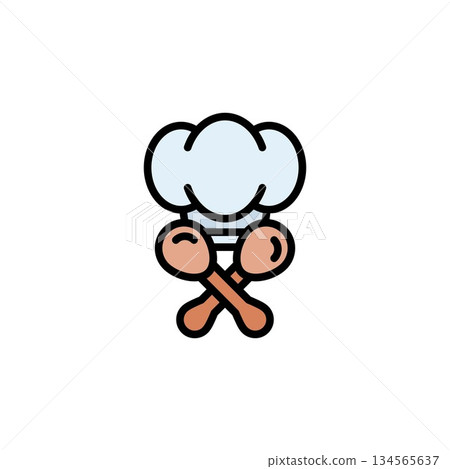 cooking hat vector icon. bakery icon filled line style. perfect use for logo, presentation, website, and more. simple modern icon design color line style 134565637