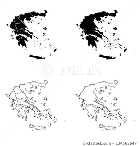 Greece Outline and Solid Fill Map Set. 134565647