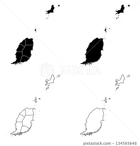 Grenada Outline and Solid Fill Map Set. 134565648