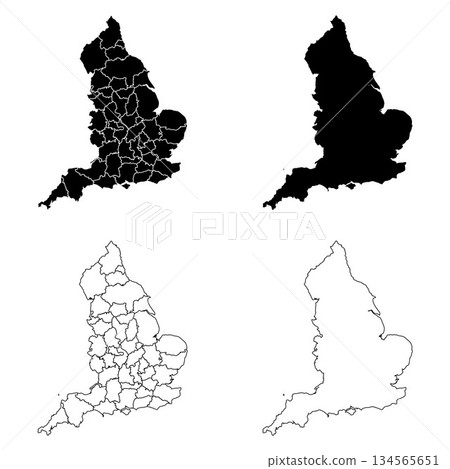 England Outline and Solid Fill Map Set. England Outline and Solid Fill Map Set. 134565651