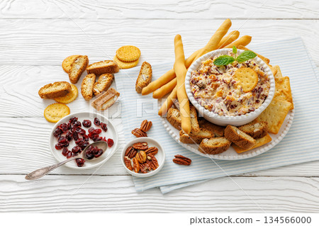 cranberry apricot cheese spread in a bowl cranberry apricot cheese spread in a bowl 134566000