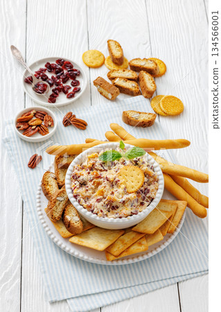 cranberry apricot cheese spread in a bowl cranberry apricot cheese spread in a bowl 134566001