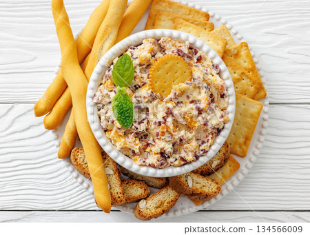 cranberry apricot cheese spread in a bowl cranberry apricot cheese spread in a bowl 134566009