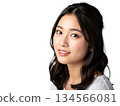 一位表情自然的年輕女子肖像。乾淨的側臉照（透明背景）。 134566081