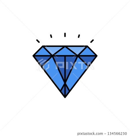 diamond vector icon filled line style. Perfect for website, application, commerce, presentation, logo and more. simple, thin and modern color line icon diamond vector icon filled line style. Perfect for website, application, commerce, presentation, logo and more. simple, thin and modern color line icon 134566230