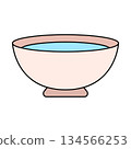 Ceramic bowl filled with blue liquid Vector Illustration. A flat design style, it is ideal for icons, educational materials, culinary blogs and lifestyle infographics. 134566253