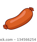 Cartoon sausage Vector Illustration. Perfect for butcher shop logos, restaurant menus, grocery store advertisements, or food themed graphic design projects. 134566254