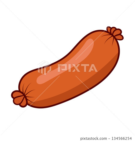 Cartoon sausage Vector Illustration. Perfect for butcher shop logos, restaurant menus, grocery store advertisements, or food themed graphic design projects. 134566254