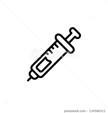 Syringe vector icon. medicine icon outline style. perfect use for logo, presentation, website, and more. simple modern icon design line style 134566311