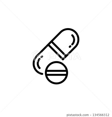 Capsule vector icon. medicine icon outline style. perfect use for logo, presentation, website, and more. simple modern icon design line style Capsule vector icon. medicine icon outline style. perfect use for logo, presentation, website, and more. simple modern icon design line style 134566312
