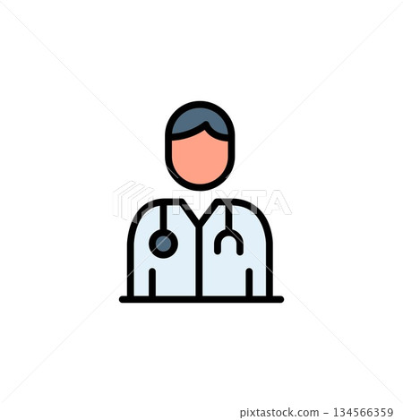 Doctor vector icon. medicine icon color outline style. perfect use for logo, presentation, website, and more. simple modern icon design filled line style Doctor vector icon. medicine icon color outline style. perfect use for logo, presentation, website, and more. simple modern icon design filled line style 134566359