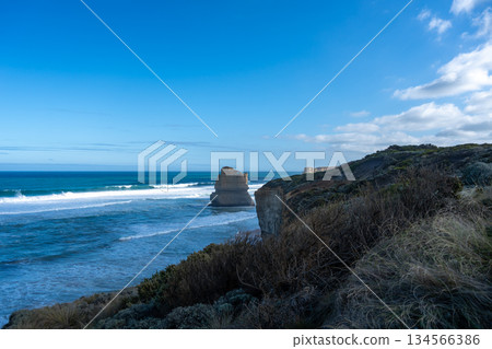 Clifton Beach and Twelve Apostles along the Great Ocean Road, Australia 134566386