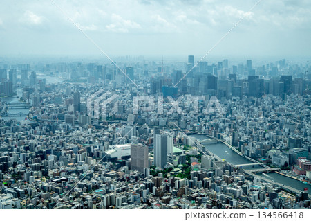Aerial view of central Tokyo cityscape in Japan 134566418