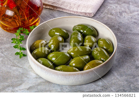 Marinated green organic Greek olives Marinated green organic Greek olives 134566821